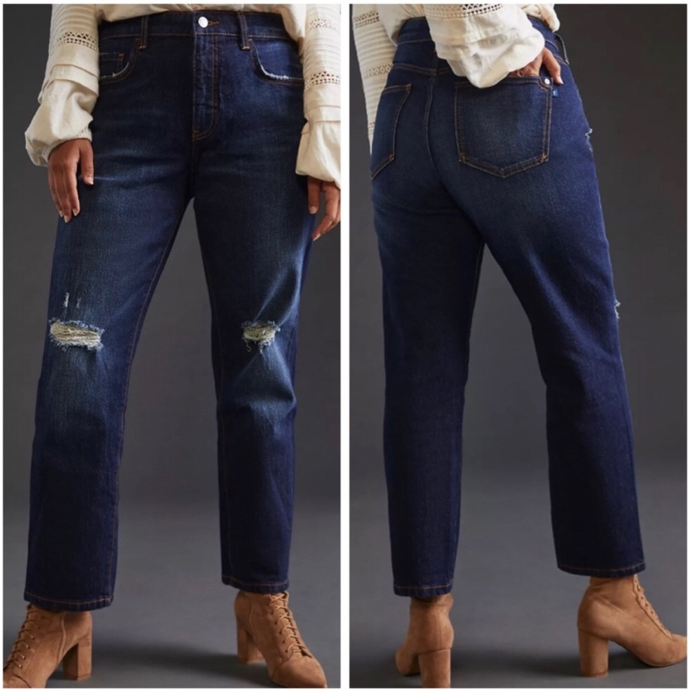 Pilcro The Borrowed Jeans Size 27 Dark Wash Straight Leg Boyfriend Relaxed